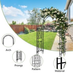 Metal Garden Arch w/ Ground Spikes Climbing Plant Support Trellis Wedding Decor