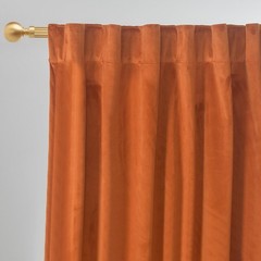 Roslynwood Luxury Soft Russet Orange Velvet Curtains 84 inches Long Back Tab …