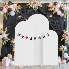 4ft,5ft,6ft Set of 3 Arch Backdrop Cover(No Stand) | Round 4FT-5FT-6FT White