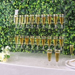 CLEAR 25″ Acrylic 2-Tier Wine Glass Rack Champagne Flute HOLDER STAND Events