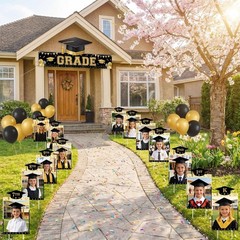 13 Pcs DIY Graduation Yard Signs, 13.8 x 8.3 K-12 Congrats Grad Photo Lawn Sig