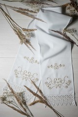 Ukrainian Wedding Rushnyk Set 2 Pcs Gold Embroidered Ceremony Towels