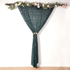 8ft x 8ft HUNTER GREEN Tulle Backdrop CURTAIN Drape Panel Embroidered Sequins