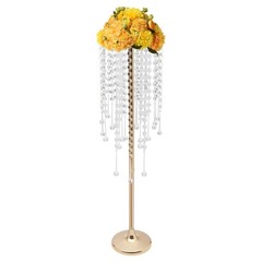 10 Pieces 75cm Gold Flower Stands with Crystal Beads for Elegant Decor