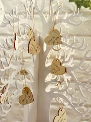 Wooden Wishing Tree Wedding Guest Book Alternative 3D White 70 Heart Tags – NEW