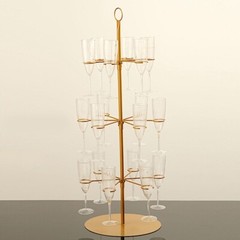 33″ Gold 3-Tier Metal Wine GLASS STAND Champagne Flute Holder Tree Party Events