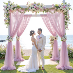 Wedding Arch Draping Fabric Backdrop 1 Panel 60″ X 26Ft Dusty Rose Drapes Curtai
