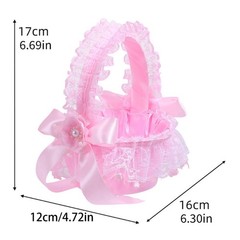 Ribbon Bowknot Flower Girl Basket for Wedding Floral Arrangement Anniversary