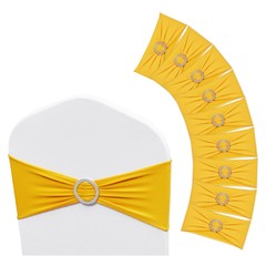 VEVOR 50PCS Gold Stretch Spandex Chair Sashes Elastic Band Wedding Party Dining