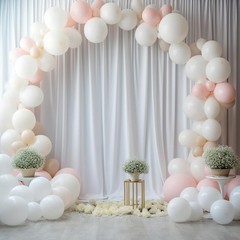 10ftx12ft Wrinkle Free White Backdrop Curtain, 2 Panels 12FT Height White Wed…