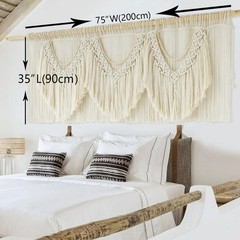 IOWER Macrame Wall Decor 75″ W x 35″ L Extra Large Macrame Wall Hanging Craft…