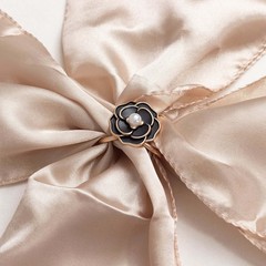 10 BLACK Pearl Floral Metal Napkin Rings GOLD Rim Party Decorations Wedding
