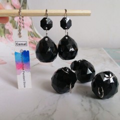 30pcs Black Acrylic Octagonal Bead 32mm Diamond Ball Pendant Garland Chandelier
