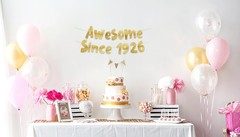 Pre-Strung Awesome Since 1926 Gold Glitter Banner – Funny 100th Birthday Deco…