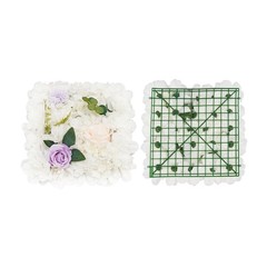 6X Artificial Flower Wall 15×15″ White Dahlia Purple Rose Panels Wedding Decor