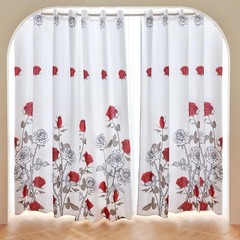 EVENHUG Red Rose Curtains Floral Window Curtain Panels Drapes for Bedroom and…