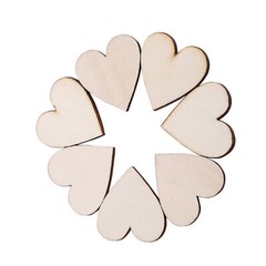 Heart Shape Wood Embellishment For Weddings Plaques Ornament(30mm 50pcs)♡
