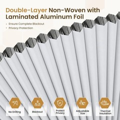 Grandekor 2 Pack No Drill Arch Window Shades 48″ Wx24 H Blackout Cordless Hon…