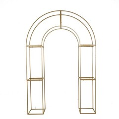 3D GOLD Metal Wedding Arch Backdrop Stand with Round Top Wedding Events Party