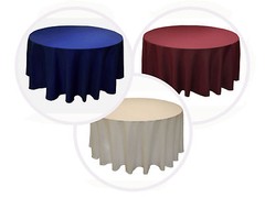 10 Lot 108″ inch ROUND Tablecloth LOT 100% Polyester Overlay 7 COLORS USA *SALE*