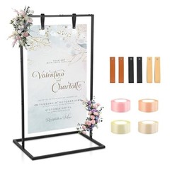 50″ H Wedding Welcome Sign Stand with Anti-Rust Coating, 50*30*20in Black