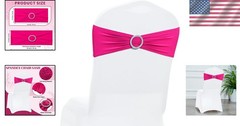 Pack of 10 Spandex Chair Sashes with Elegant Silver Buckle – Magenta