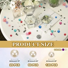 200 Pcs Pearl Bead for Vase Filler 20/14/10mm Floating Beads Dark Purple Beige