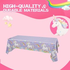 Unicorn Party Tablecloth, 54 × 108 Inch Unicorn Table Cover, 2 Pack Disposa