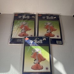 Three Vintage Paper Honeycomb 12″ Bell Art Tissue Centerpiece