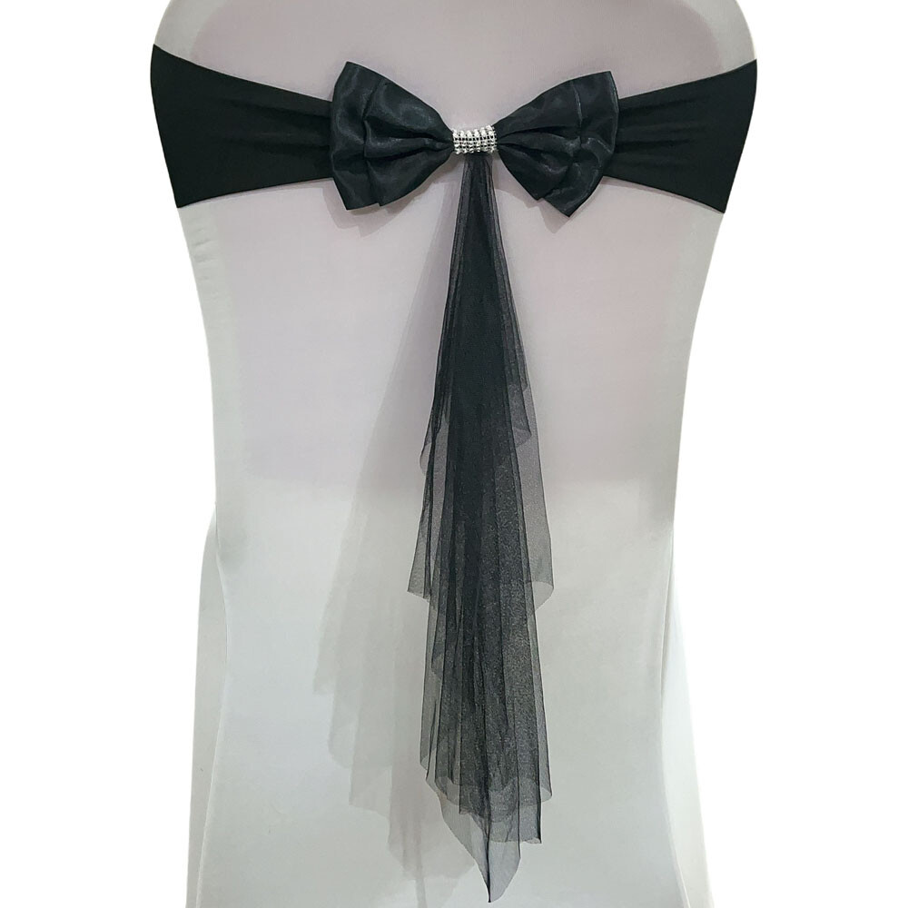 10/25/50 Spandex Elastic Satin Bow Lace Chair Sashes Cover Wedding Party Decor