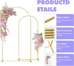 Versatile Set of 2 Wedding Arch Stand in Gold – 7.2FT & 6FT for Memorable Decor