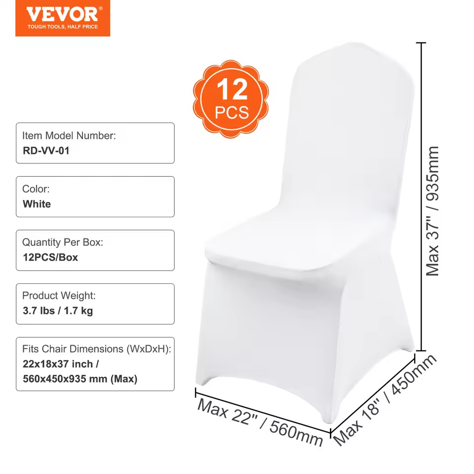 12/30/50/100 PCS White Stretch Spandex Folding Chair Cover for Wedding Dining