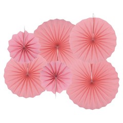 Hanging Paper Fans Party Set 6Pcs Decoration for Home Birthday Wedding(Pink)