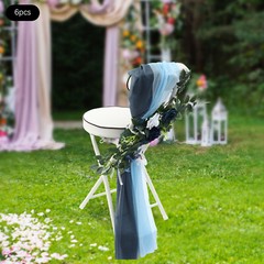 Blue Artificial Flower Arrangement Ribbons For Wedding Chair Back Decor Pack 6x