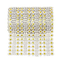 4.5 Inch x 2 Yards Sparkling Flower Shape Diamond Mesh Wrap Roll Faux Crystal