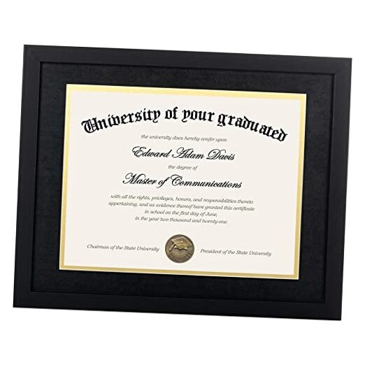 x4 Diploma Frame Certificate Degree Document Frame with High Definition 1 Black