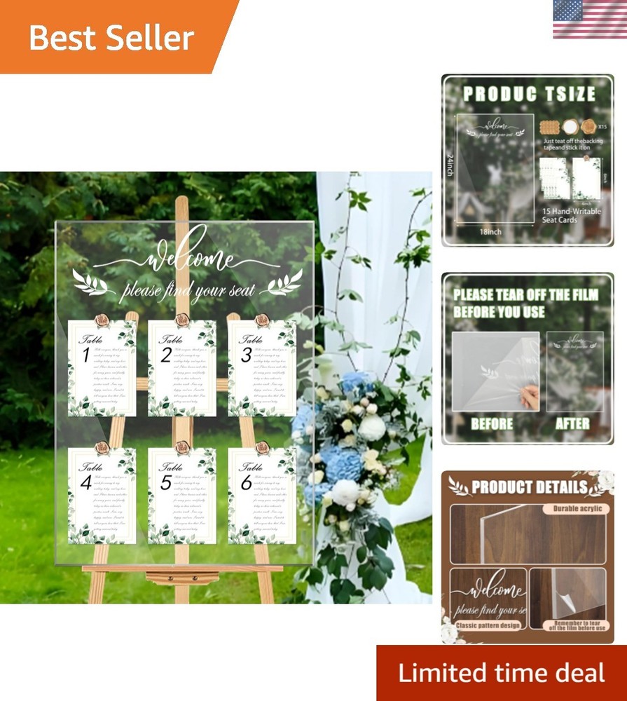 Wedding Seating Chart Board Display, 24×18 Inch Welcome Please Find Your Seat…