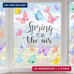 6 Sheets Spring Window Clings, Watercolor Butterfly Spring Decals, Remova