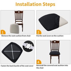 Stretch Chair Seat Covers 6 PCS, Removable Washable Dining Chair Covers Anti-…