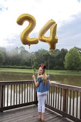 40 Inch Gold Large Number 4 Birthday Balloon, Giant Number Four 14 24 34 40 4…