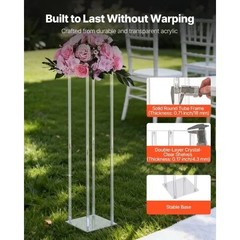 VEVOR 2PCS 31.5inch Tall Wedding Column Flower Stand Display Rack Acrylic Clear