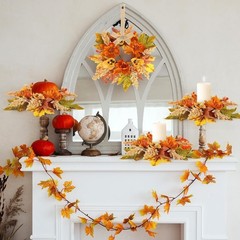 6 Pcs Fall Floral Candle Rings Wreath Mini Autumn Swags Wreaths with Berries …