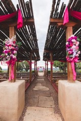 outdoor floral hanging arrangement