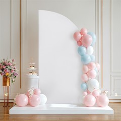 5FT Wedding Arch Cover Backdrop Stands 2-Sided Fabric Half Moon Shape