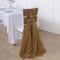 10 Gold Premium Chiffon Wide CHAIR SASHES Wedding Party Reception Decorations