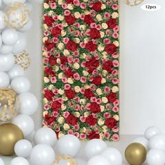 12 Pcs Artificial Flower Wall Panels Faux Hanging Floral Backdrop Decor 40*60cm