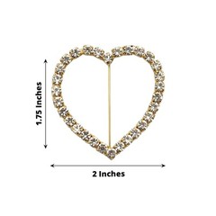 Gold 2 in Heart Metal Chair Sash PIN BUCKLE Rhinestones Party Events Decorations