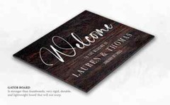 Custom Wedding Welcome Sign Dark Wood background Outdoor Indoor Sign For Gift