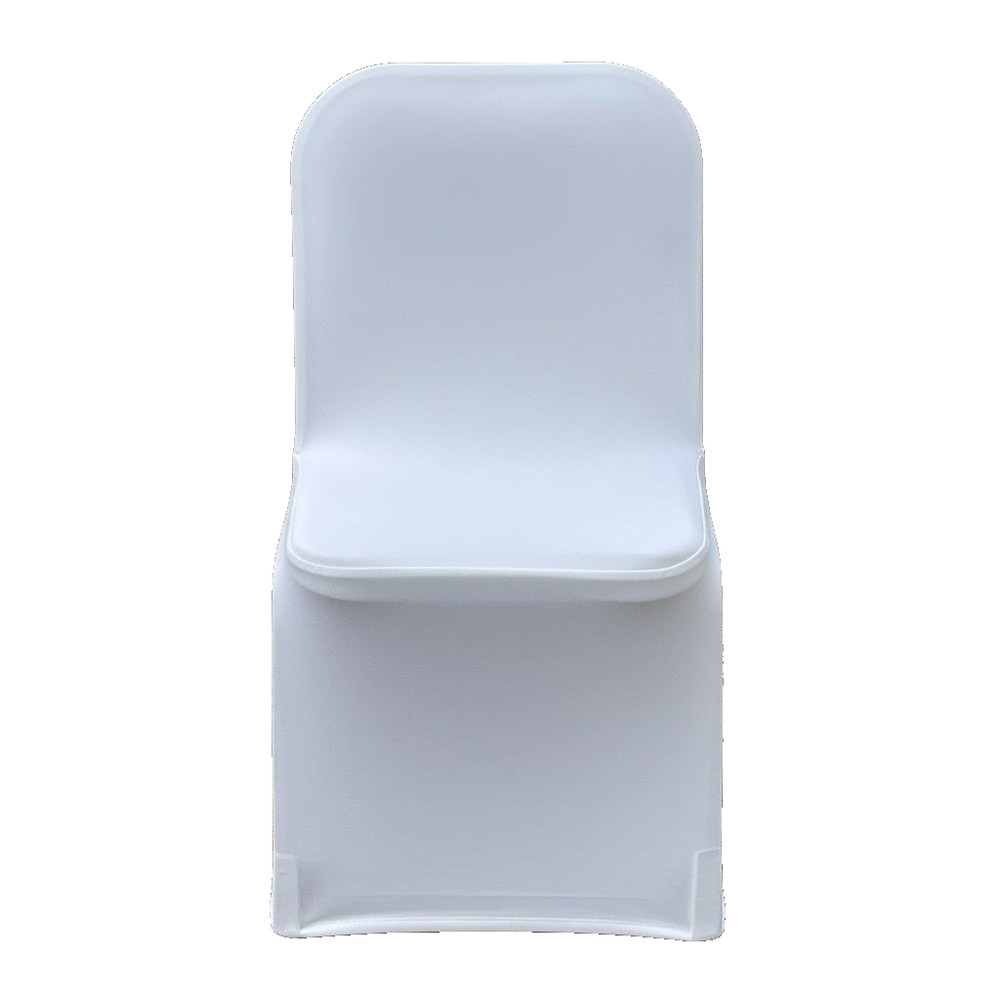 White Wedding Chair Cover Fitted Polyester Set of 6 Banquet Folding Party Event