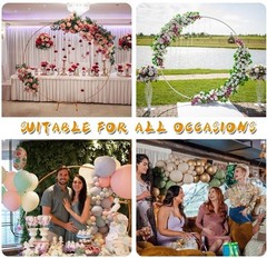 Round Backdrop Stand Circle Arch, 6.5ft Golden Aluminum Balloon Arch Kit, Party